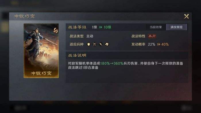 三国谋定天下S3冲锐巧变战法怎么用 橙色主动战法搭配推荐