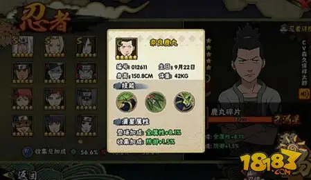 奈良鹿丸不同阶段综合比对分析