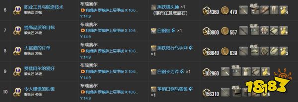 ff14锻铁匠职业任务列表 锻铁匠全22个职业任务列表一览