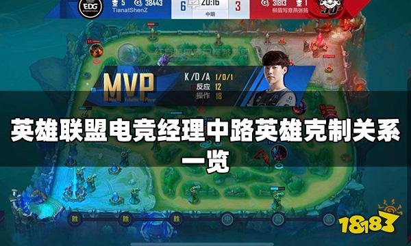 英雄联盟电竞经理中路英雄怎么玩 中路英雄克制关系一览