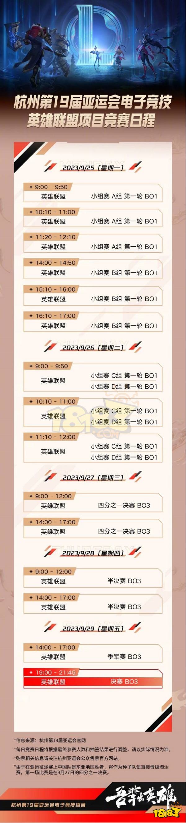 lol亚运会2023什么时候打 英雄联盟亚运会2023开赛时间