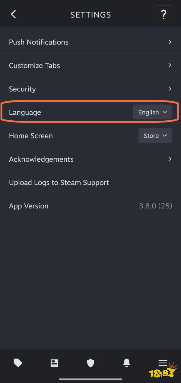 Steam手机版Settings界面